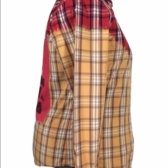 Hakuna Matata custom bleach dye plaid cotton shirt - Picture 3 of 8